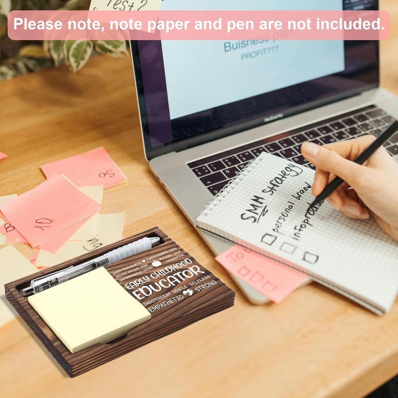 FTONENI Early Childhood Educator Appreciation Gifts, Thank You Gift for Preschool Teacher, Office Decor for Early Childhood Educator, Sticky Note Holder Wooden Notepad & Pen Holder 6.5" x 4.7" - FTA243 - Image 3